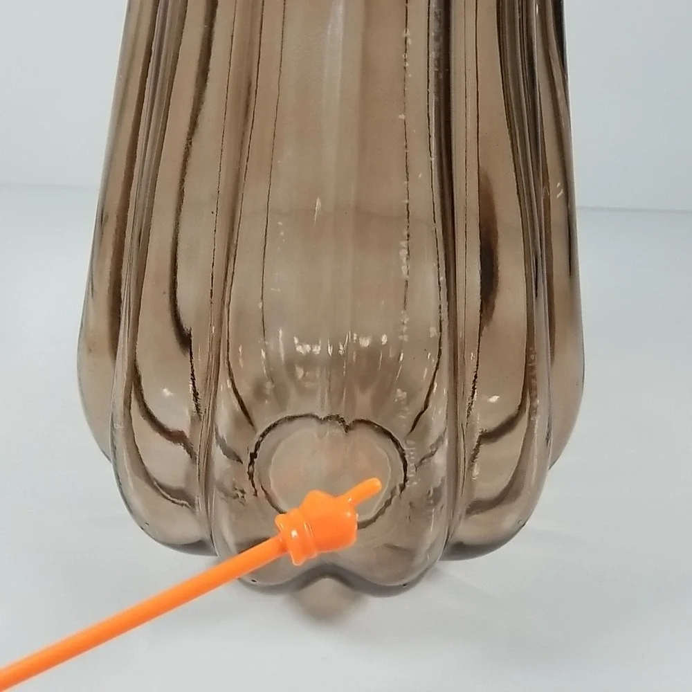Glass Vase Amber Brown Rustic Farmhouse Decor, Gourd Shape